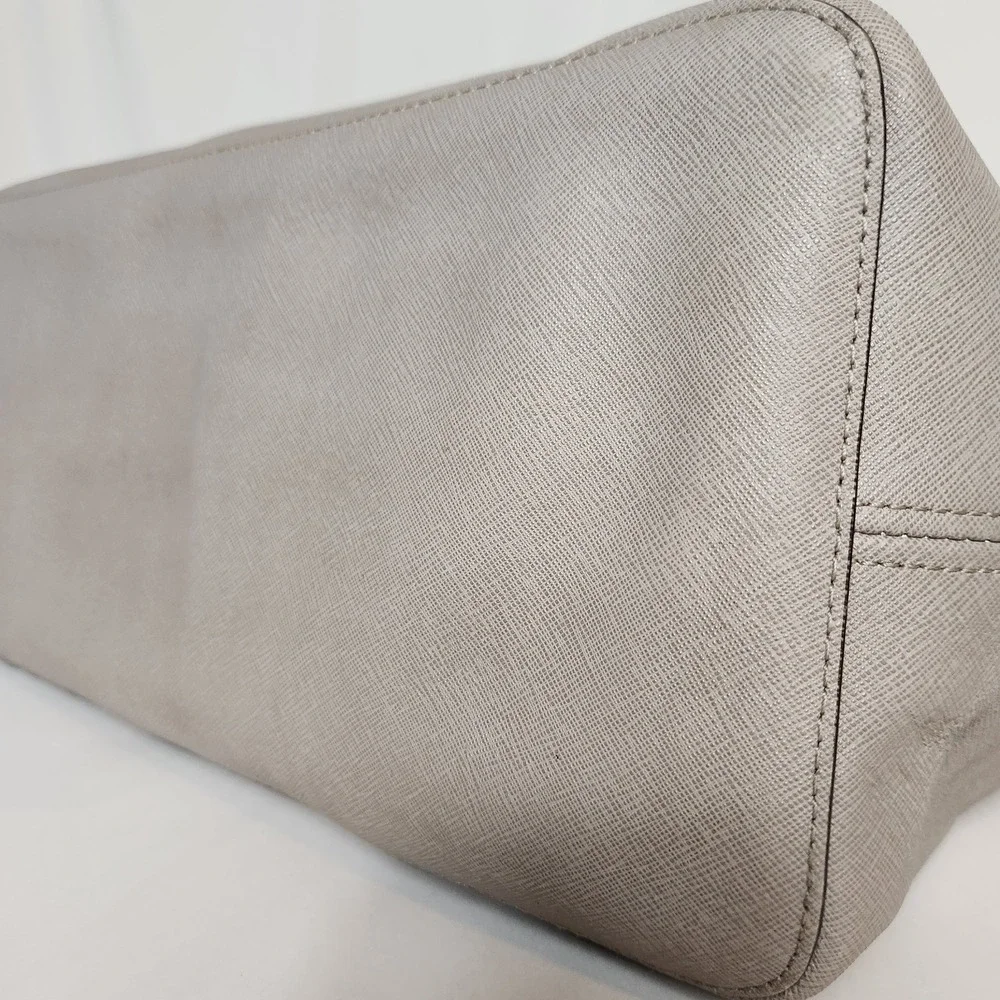 Michael Kors Jet Set Travel Tote Gray Saffiano Leather Large Shoulder Bag Purse